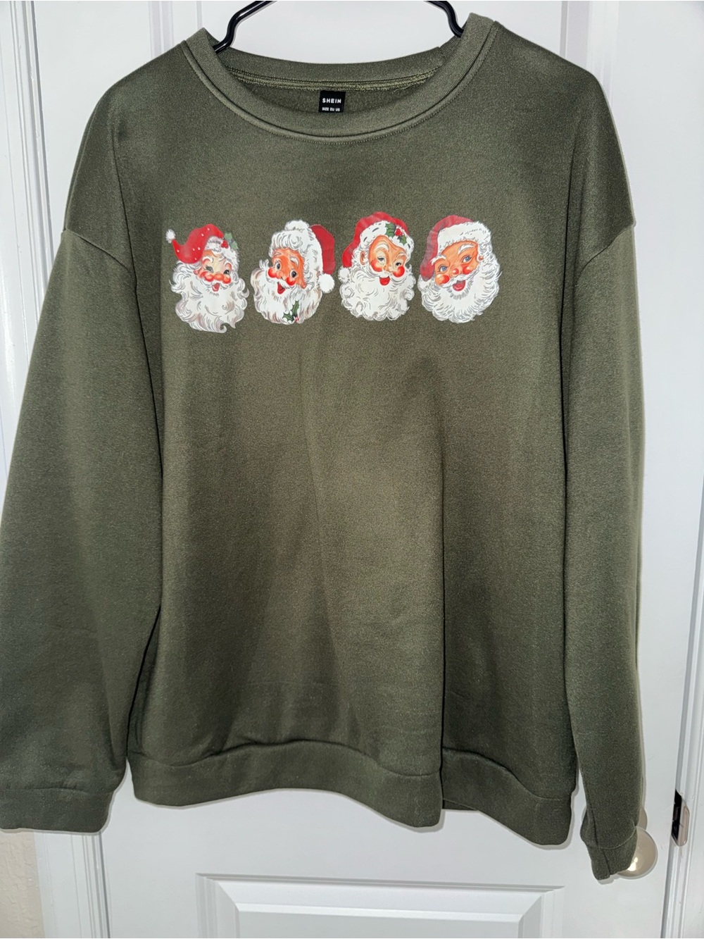 Shein Olive Green unisex Santa Graphic Sweater